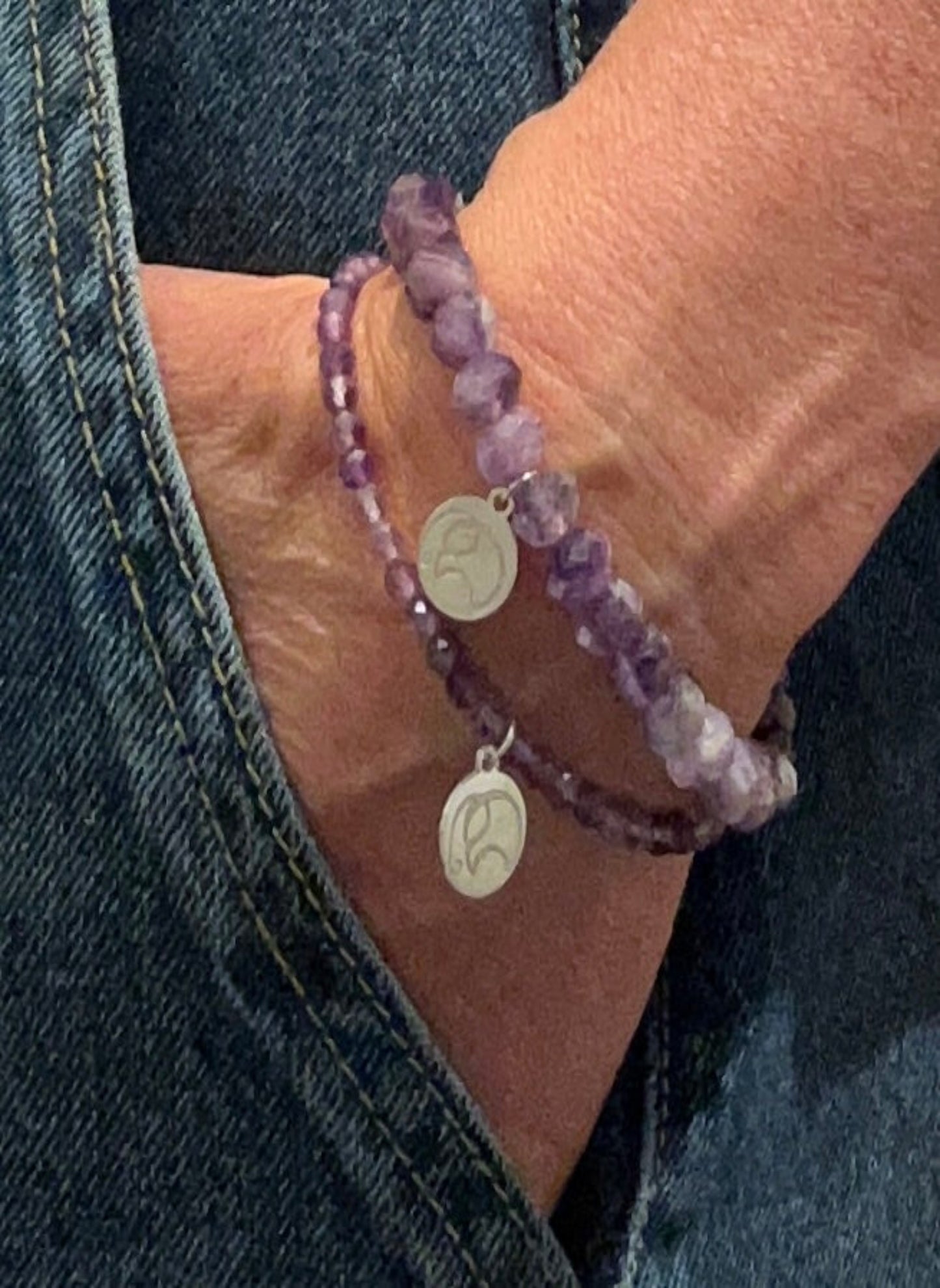 Lunar Heart – Mala-Armbandset aus Amethyst und Mondstein