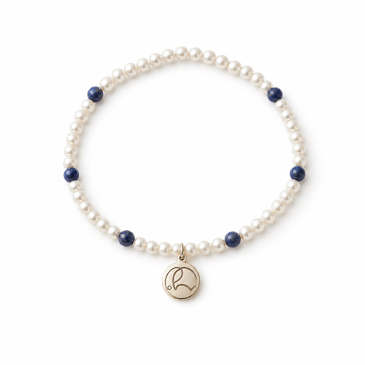 Mala Armband Geburtsmonat Juni mit Süßwasserperlen, tiefblauem Lapislazuli und silbernem PRADIYA-Elefanten-Anhänger – handgefertigt in Indien