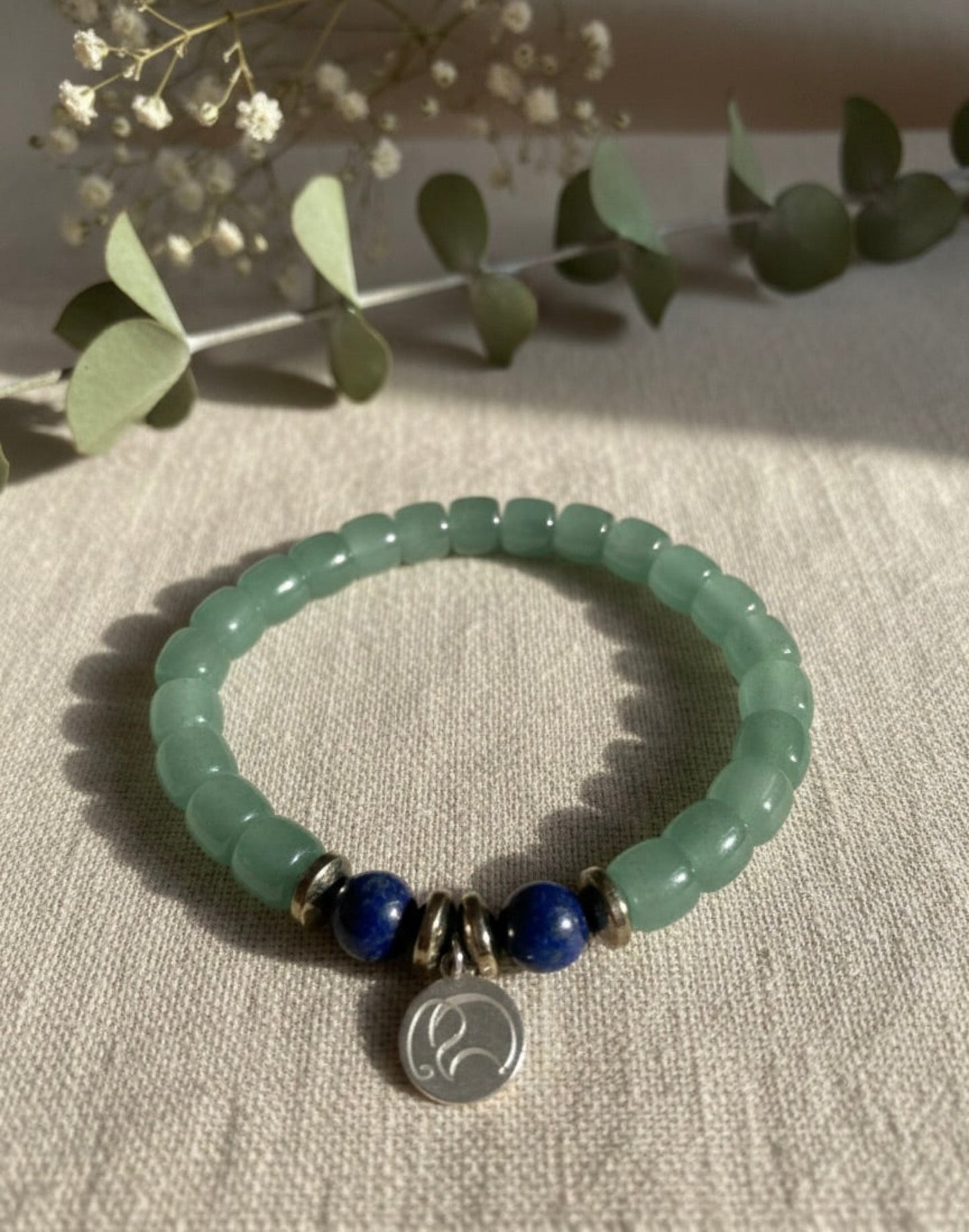 Earth & Sky - Mala Armband: Grüner Aventurin und
Lapislazuli