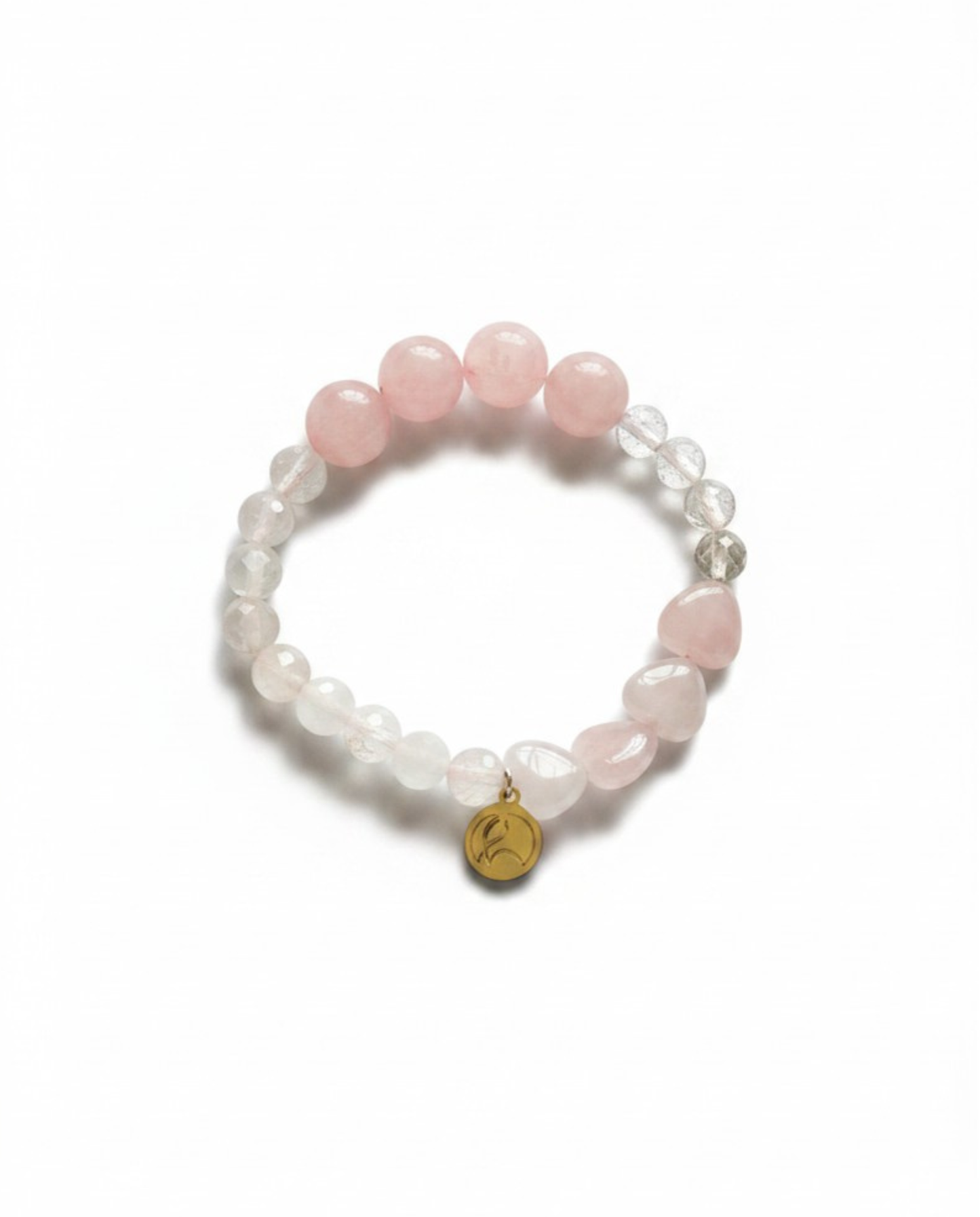 Mala Armband Rosenquarz Selenit Bergkristall – Licht & Klarheit