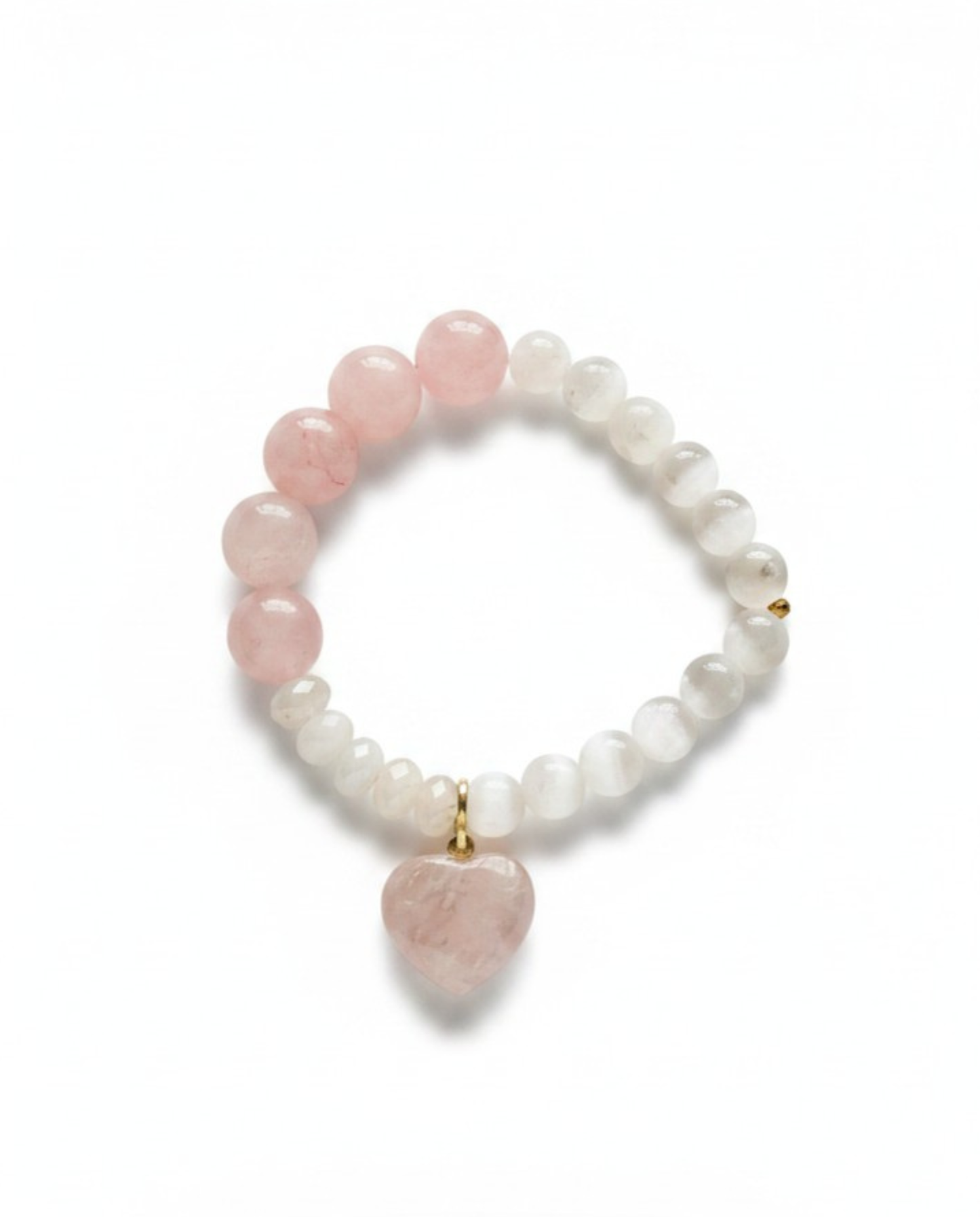 Mala Armband Rosenquarz & Selenit – Herz & Licht