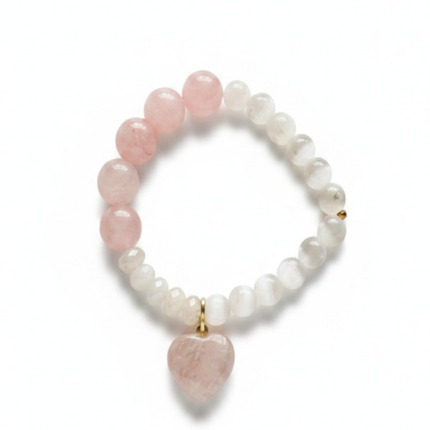 Mala Armband Rosenquarz & Selenit – Herz & Licht