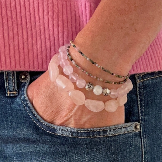 Love & Diversity – Mala Bracelet Set made of Rose Quartz & Tourmaline