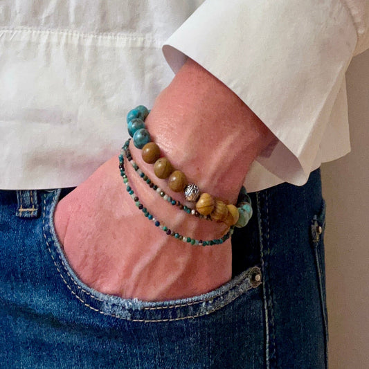 Balance & Vitality – Mala bracelet set made of turquoise, wood jasper & amazonite