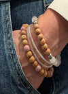 Blossom Spirit – Mala-Armbandset aus Rosenquarz, Sandelholz & Tulsi
