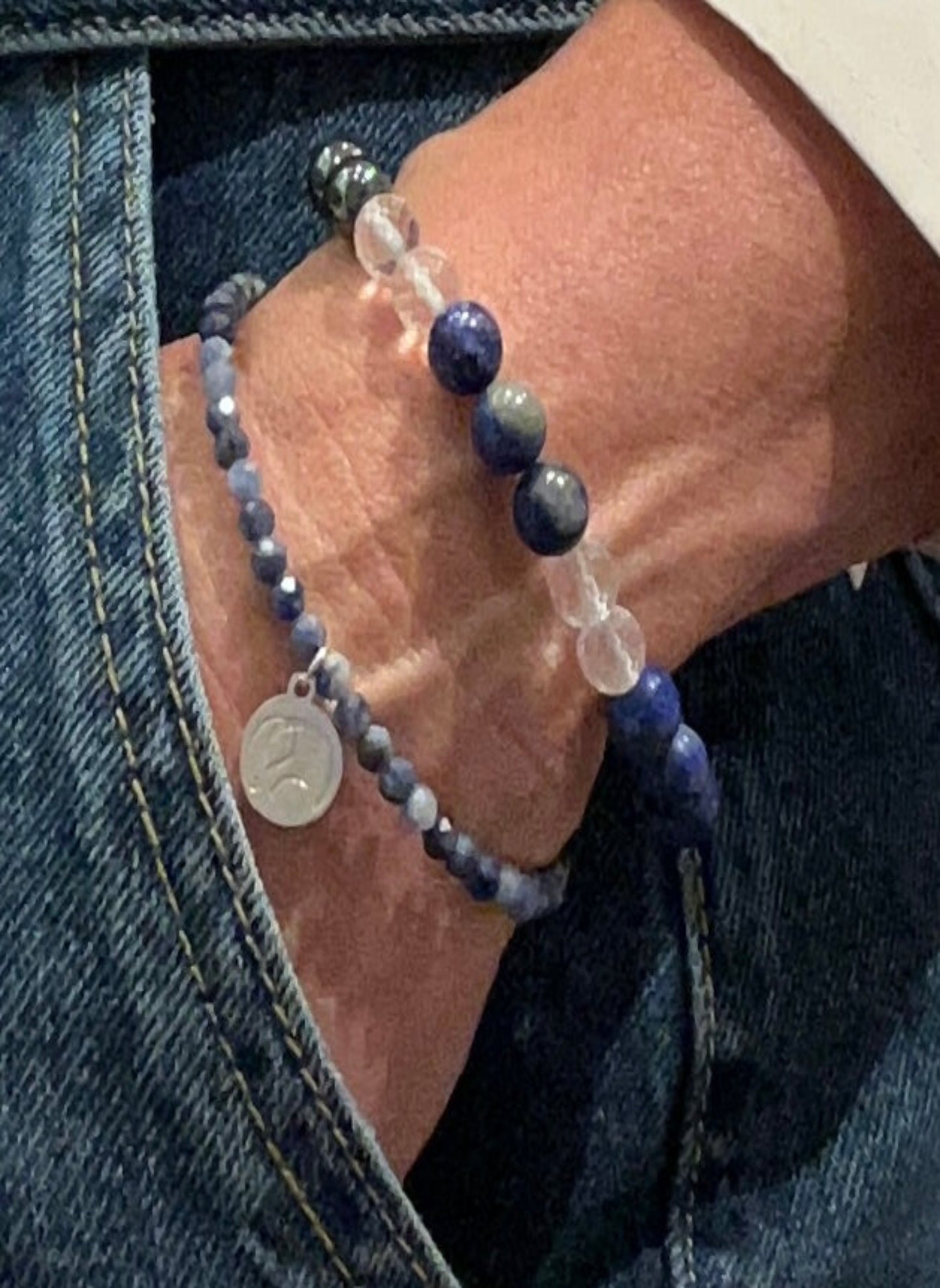 Celestial Harmony – Mala-Armbandset aus Lapislazuli & Bergkristall