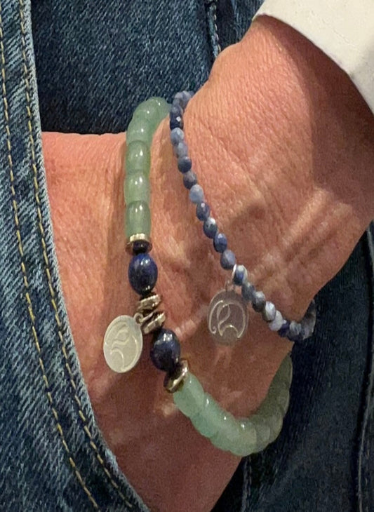 Emerald Moon – Mala-Armbandset aus grünem Aventurin & Lapislazuli