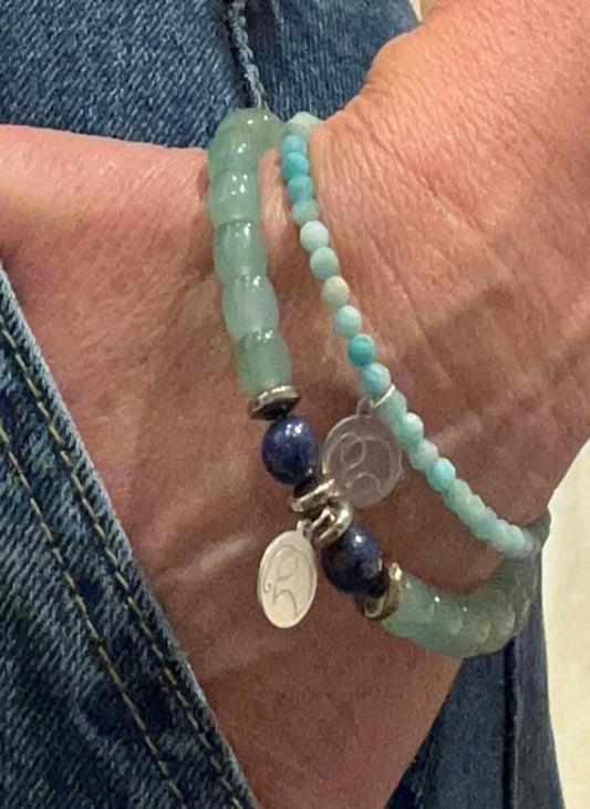 Emerald Sky – Mala-Armbandset aus Grünem Aventurin & Lapislazuli