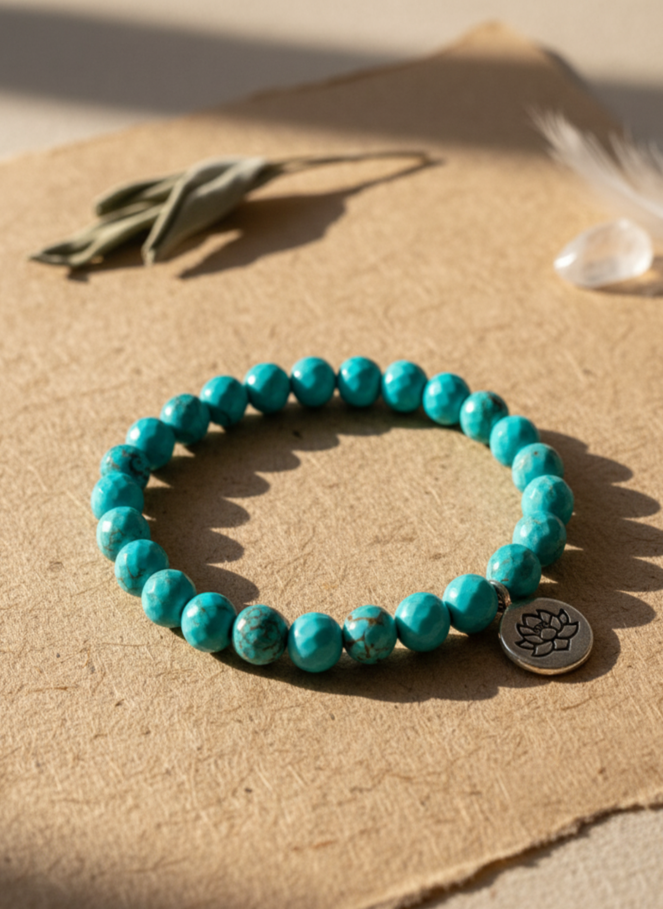 Healing waters - Mala Armband: Türkis