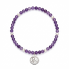 Mala Armband Geburtsmonat Februar mit Amethyst und Süßwasserperlen, silberner PRADIYA-Elefant, handgefertigt in Indien – Erlös schenkt einem Kind in Nepal ein Paar Schuhe