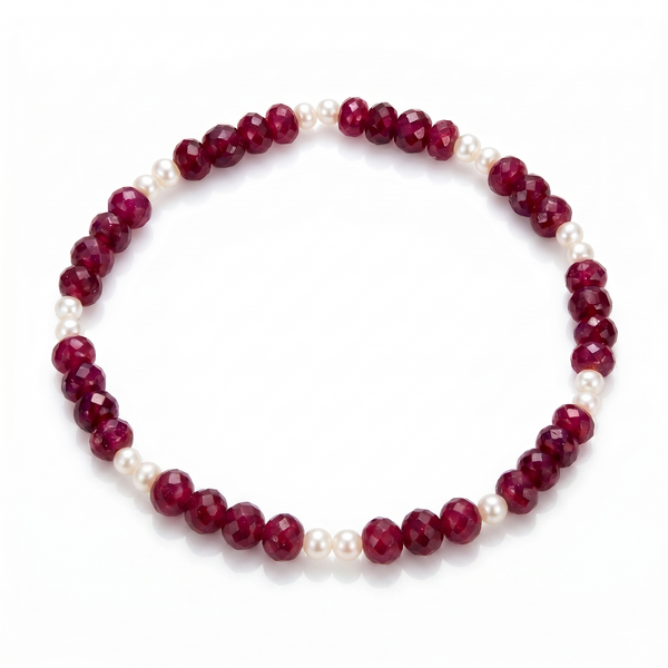 Mala Armband Geburtsmonat Juli – Rubin & Perle