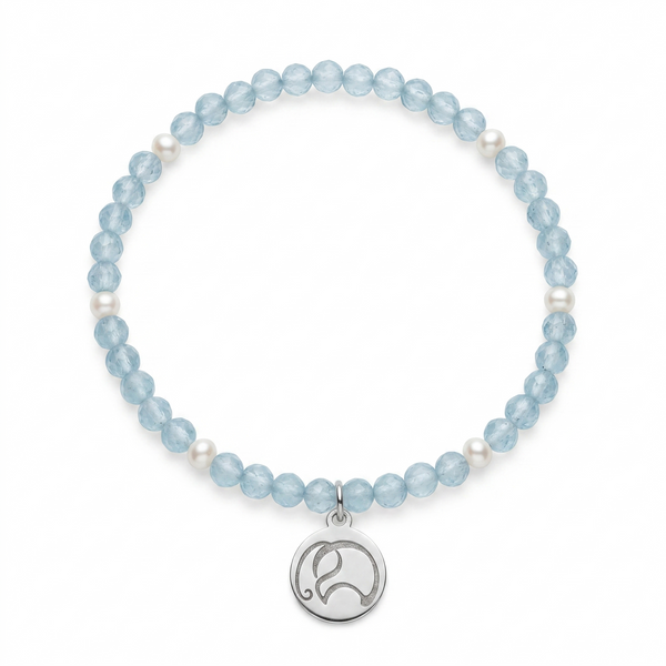 Mala Armband Geburtsmonat März · Aquamarin & Perle