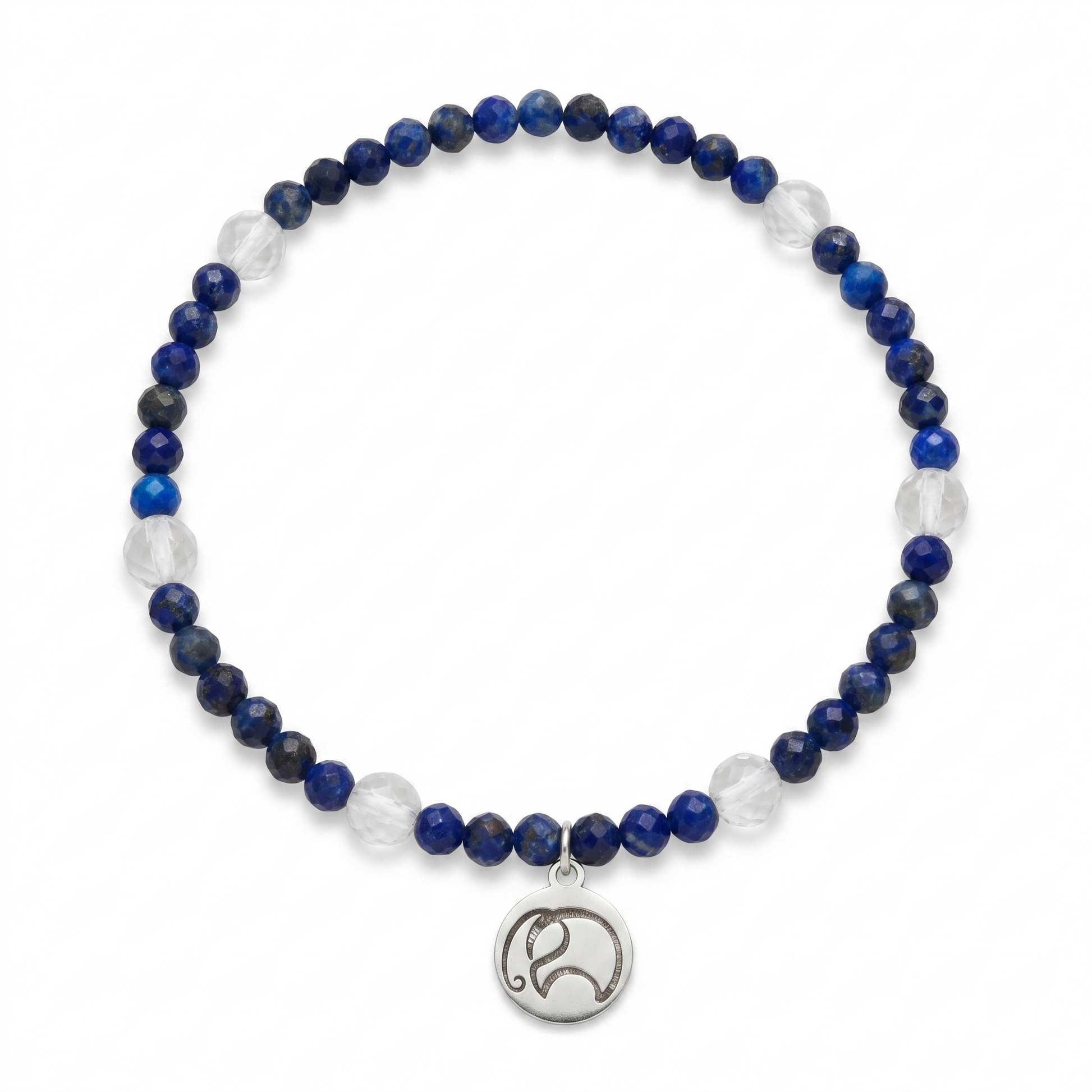Mala Armband Geburtsmonat September mit Lapislazuli und Bergkristall, silberner PRADIYA-Elefant, handgefertigt in Indien – Erlös schenkt einem Kind in Nepal ein Paar Schuhe