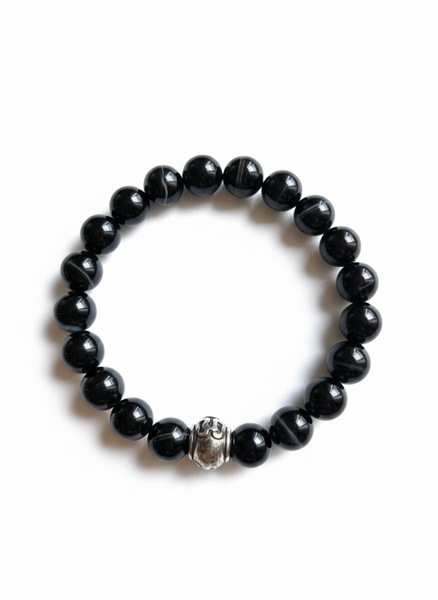 Protection Shield - Männer Mala-Armband Schwarzer Obsidian
