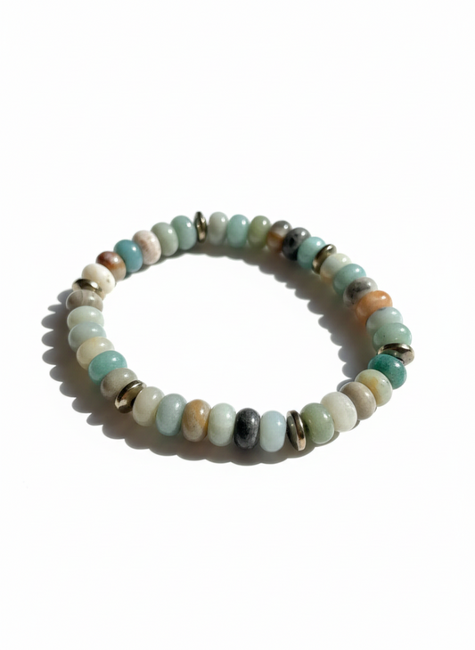 Calm Current - Männer Mala Armband: Amazonit