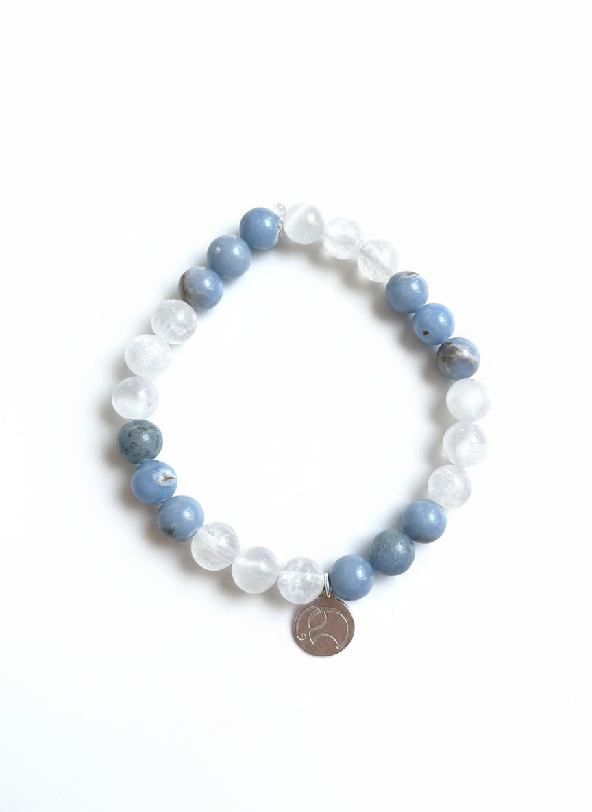 Heaven´s Glow - Mala Armband: Angelit und Selenit