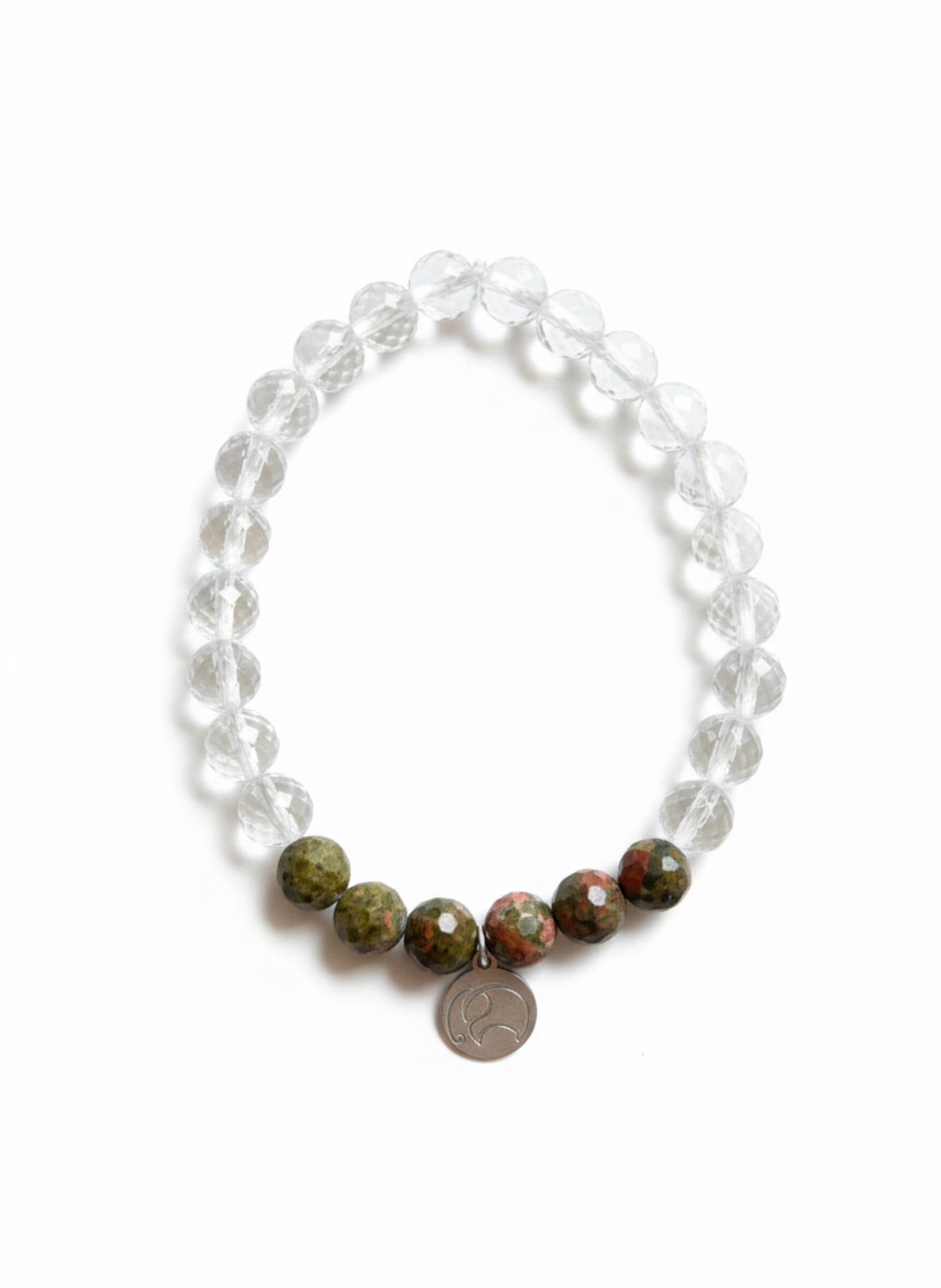 Pure Harmony - Mala Armband: Bergkristall und Chrysopras