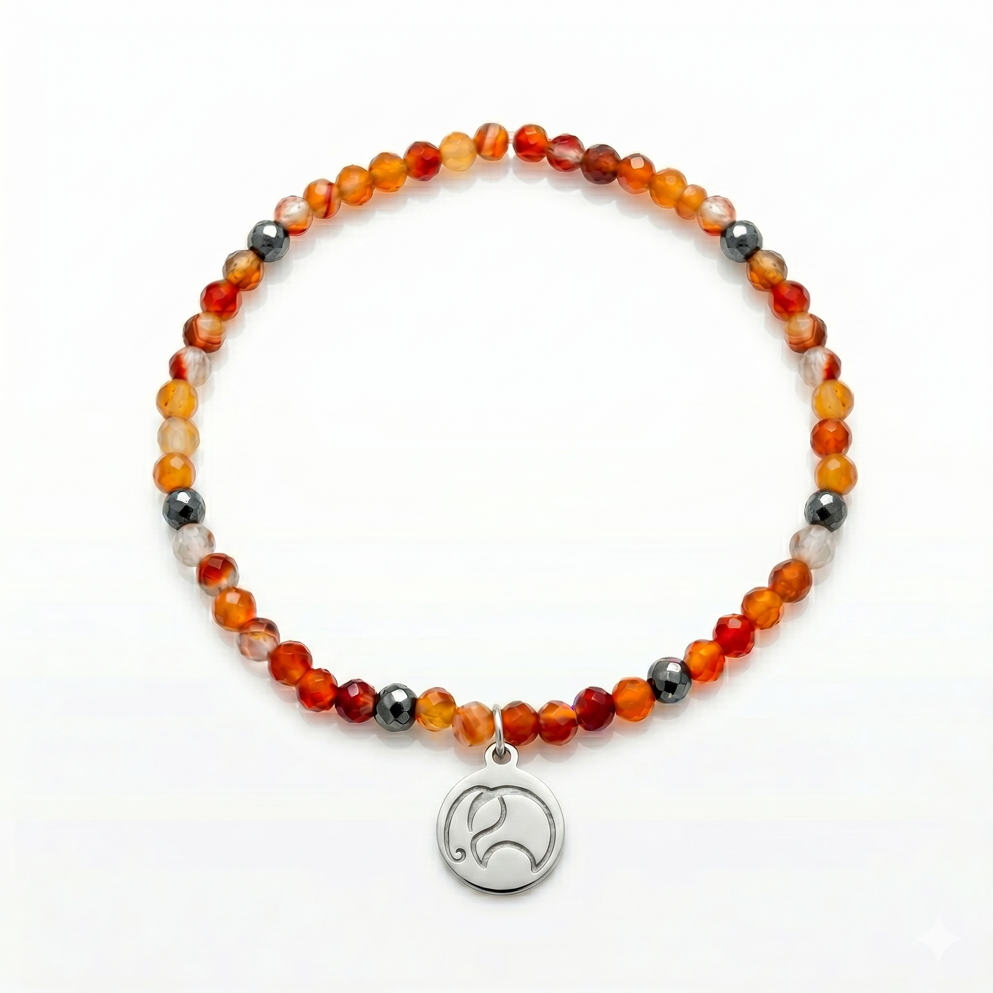 Mala Armband Geburtsmonat Oktober mit orangem Turmalin und Pyrit, PRADIYA-Elefant aus Silber, handgefertigt in Indien – Erlös schenkt einem Kind in Nepal ein Paar Schuhe