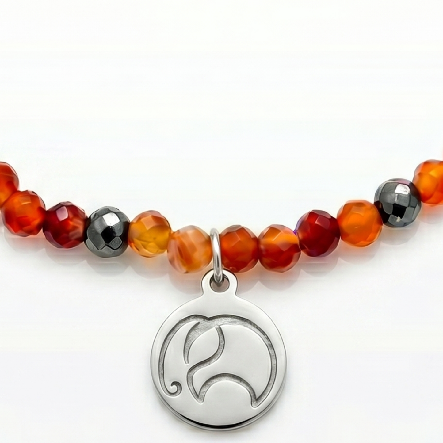 Mala Armband Geburtsmonat Oktober mit orangem Turmalin und Pyrit, PRADIYA-Elefant aus Silber, handgefertigt in Indien – Erlös schenkt einem Kind in Nepal ein Paar Schuhe