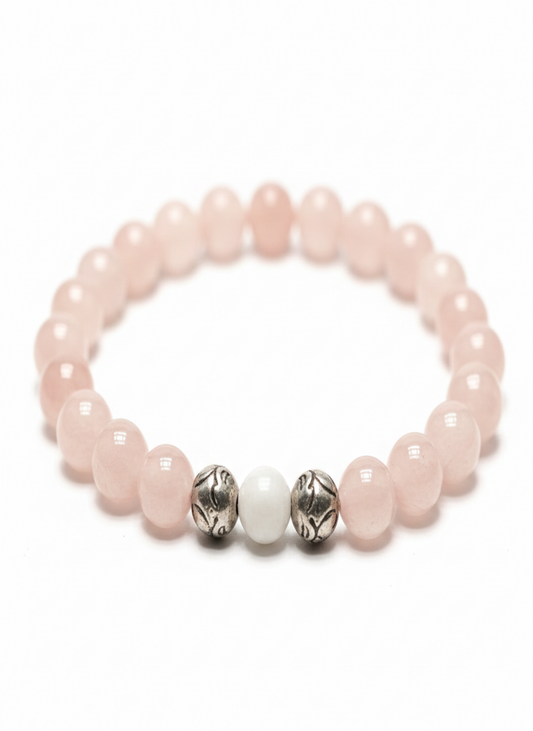 Mala bracelet rose quartz &amp; moonstone