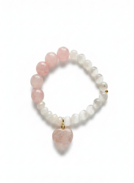 Mala Armband Rosenquarz & Selenit – Herz & Licht