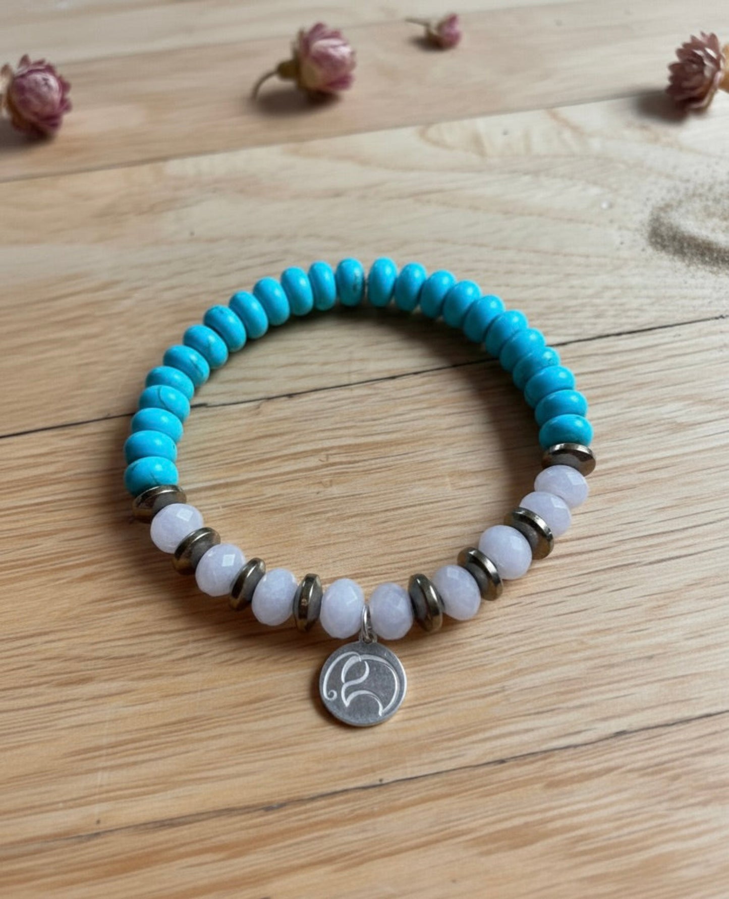 Lunar Glow - Mala Armband: Türkis und Mondstein